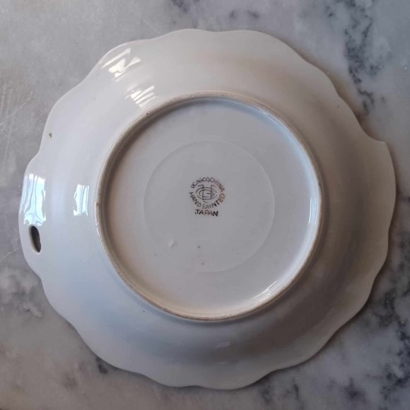 MCM UCAGCO Japan Hand Painted Pears, Small Plate, Unusual Rim, Vibrant Colors - Picture 8 of 9